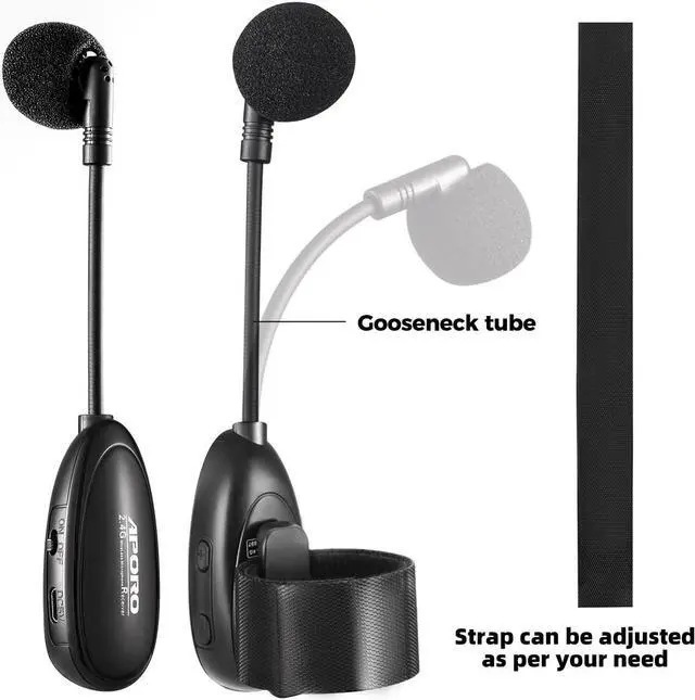 Alt view image 3 of 7 - 2.4G Wireless Flute Microphone Tie on Music Instruments Microphone, Wireless Receiver and Transmitter, for Flute and more