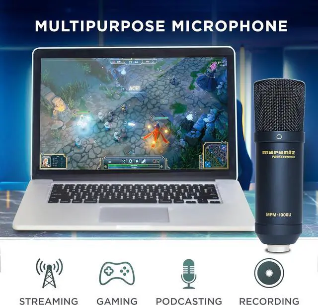 Alt view image 3 of 7 - Marantz Professional MPM-1000U | Large Diaphragm USB Condenser Microphone for Podcasting & Recording, Including USB Cable & Mic Clip