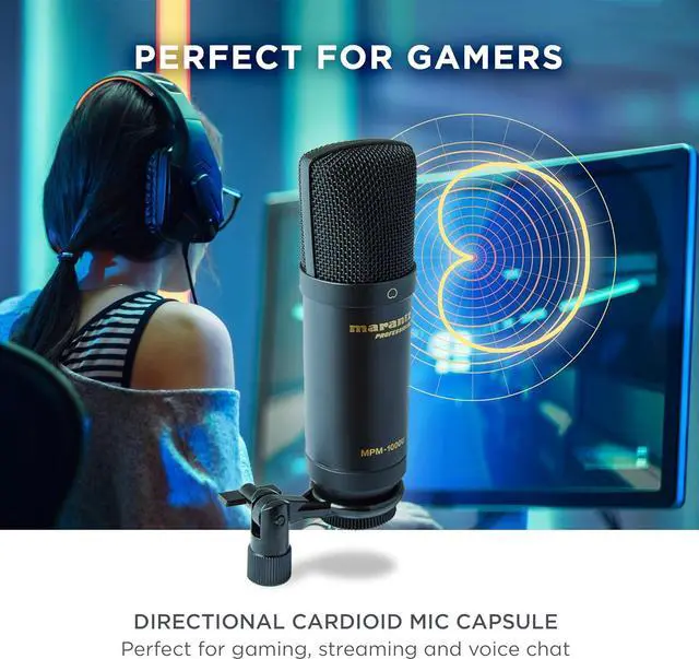 Alt view image 4 of 7 - Marantz Professional MPM-1000U | Large Diaphragm USB Condenser Microphone for Podcasting & Recording, Including USB Cable & Mic Clip