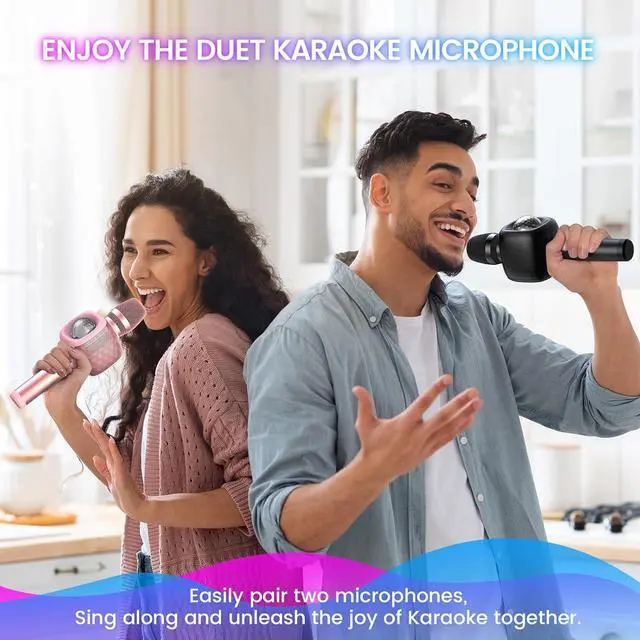 Alt view image 6 of 7 - Star10 Wireless Bluetooth 5.2 Karaoke Microphone for Singing, 4-in-1 Karaoke Machine Portable Handheld Mic Speaker with Disco Light Voice Changer for Car Travel Party, Gifts for Adults and Kids