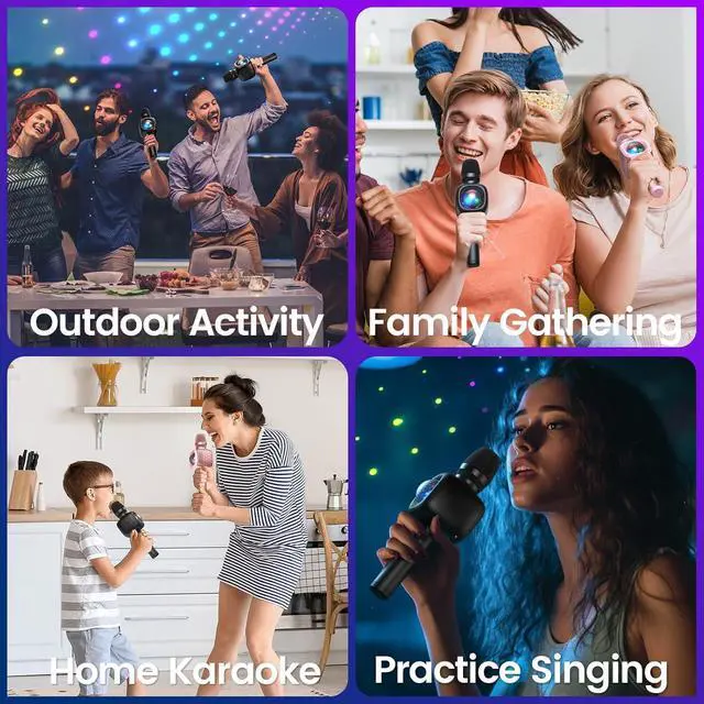 Alt view image 7 of 7 - Star10 Wireless Bluetooth 5.2 Karaoke Microphone for Singing, 4-in-1 Karaoke Machine Portable Handheld Mic Speaker with Disco Light Voice Changer for Car Travel Party, Gifts for Adults and Kids