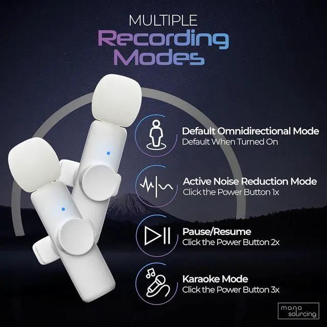 Alt view image 4 of 6 - MANA Wireless Lavalier Microphone with Active Noise Reduction, Wireless Microphone for iPhone, Lapel Clip On Wireless Mic for Content Creator, Wireless Mini Microphone for Lightning Port  White