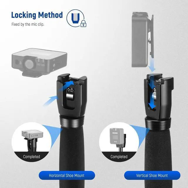 Alt view image 2 of 7 - Neewer 8.7"/22cm Telescoping Interview Mic Handle for Wireless Go, Lavalier Video Microphone Handheld Adapter with Cold Shoes Compatible with RODE Wireless Go II DJI Mic CM22, MS003
