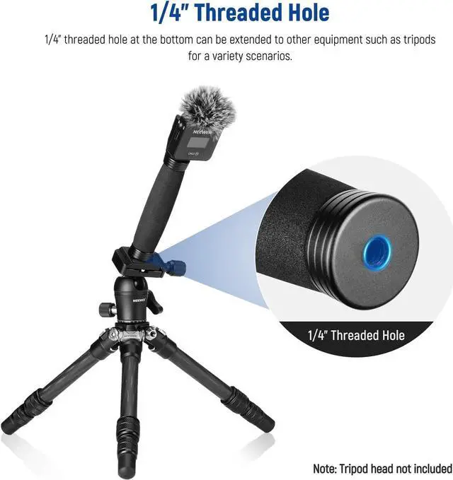 Alt view image 4 of 7 - Neewer 8.7"/22cm Telescoping Interview Mic Handle for Wireless Go, Lavalier Video Microphone Handheld Adapter with Cold Shoes Compatible with RODE Wireless Go II DJI Mic CM22, MS003