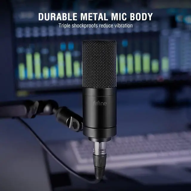 Alt view image 5 of 7 - FIFINE XLR Microphone, Condenser Podcast Mic for Recording, Vocal, Voice-Over Streaming, Podcast, Singing, Cardioid Studio Microphone, Metal Material, Black-K669C