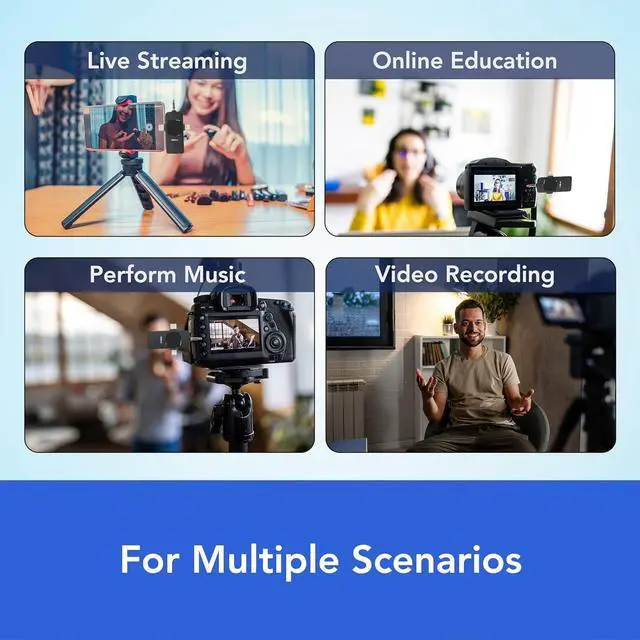 Alt view image 5 of 7 - RGBlink Wireless Lavalier Microphone 3 in 1 Mini Microphone Cordless Lapel Mic, Plug & Play mic for iPhone, iPad, Android, DSLR Camera and Laptop Recording, Live Streaming, YouTube, TikTok, Interview