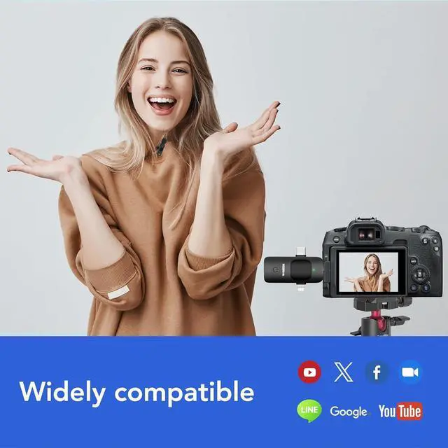 Alt view image 7 of 7 - RGBlink Wireless Lavalier Microphone 3 in 1 Mini Microphone Cordless Lapel Mic, Plug & Play mic for iPhone, iPad, Android, DSLR Camera and Laptop Recording, Live Streaming, YouTube, TikTok, Interview