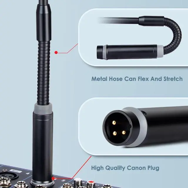 Alt view image 5 of 7 - Depusheng Professional Dynamic DJ Microphone for Mixer Dedicated Disc Shouting Microphone KTV Bar Gooseneck DJ Mic