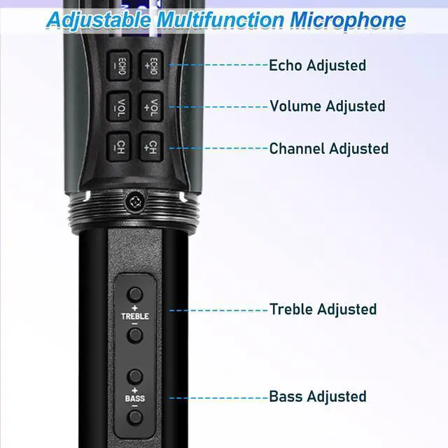 Alt view image 3 of 7 - Wireless Microphone Karaoke System with Rechargeable Bluetooth Receiver,Professional Handheld Dynamic Cordless Microphone,UHF 200 FT Range,6.5mm/3.5mm Output, for Singing Karaoke Speech