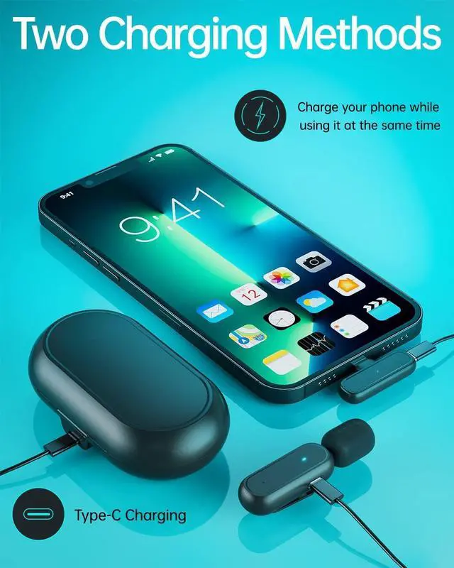 Alt view image 5 of 7 - Wireless Lavalier Microphone for iPhone iPad, Lapel Mics Plug-Play 2.4G Ultra-Low Delay Built-in Noise Reduction Chip 36H Working Time for Video Recording Interview Podcast Vlog YouTube