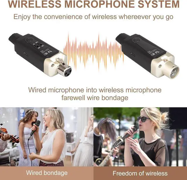 Alt view image 6 of 7 - Depusheng T9 Wireless Microphone Transmitter Receiver Plug-on XLR Microphone Wireless System for Dynamic and Condenser Microphone Audio Mixer, PA System,with 48V Phantom Power