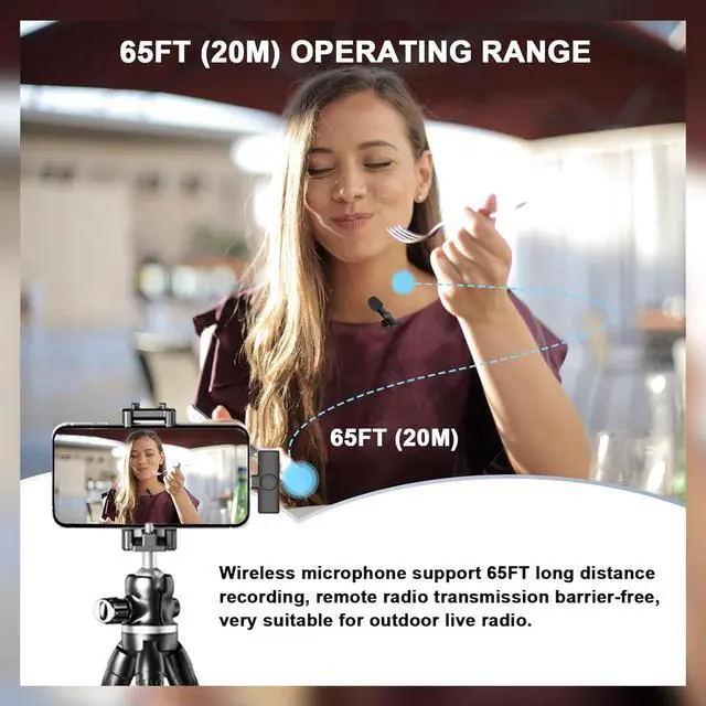 Alt view image 4 of 7 - Wireless Lavalier Lapel Microphone for iPhone/iPad/Android/Laptop, Type-C Port Mini Recording Mic for Video Recording, Interview, TikTok, YouTube, Vlog, Plug and Play, Noise Reduction (Set of 2)