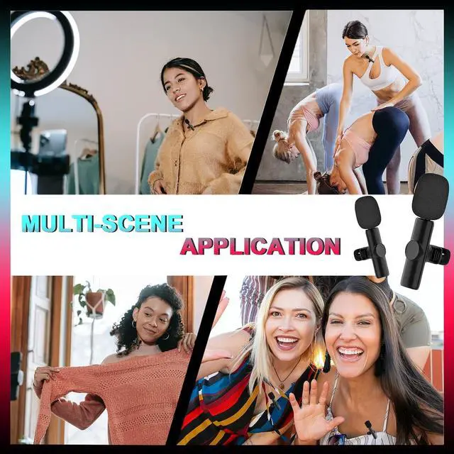 Alt view image 7 of 7 - Wireless Lavalier Lapel Microphone for iPhone/iPad/Android/Laptop, Type-C Port Mini Recording Mic for Video Recording, Interview, TikTok, YouTube, Vlog, Plug and Play, Noise Reduction (Set of 2)