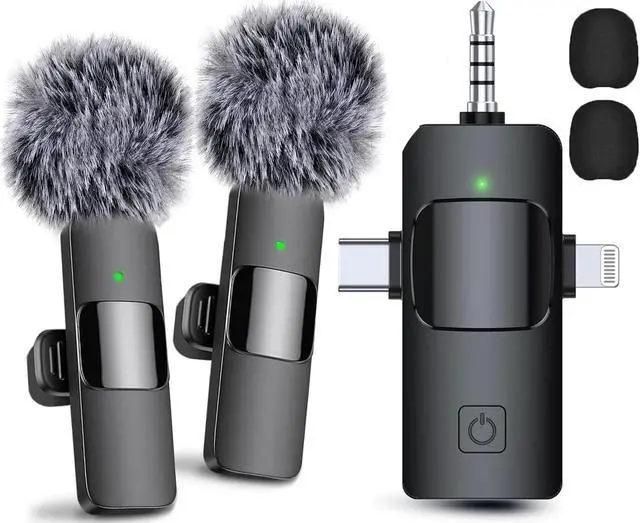 Main image of 3 in 1 Wireless Microphone for iPhone, Android, Camera, USB-C Microphone, Wireless Lavalier Microphone, Mini Microphone, Noise Canceling Lapel Mic for Interview Video Podcast Vlog