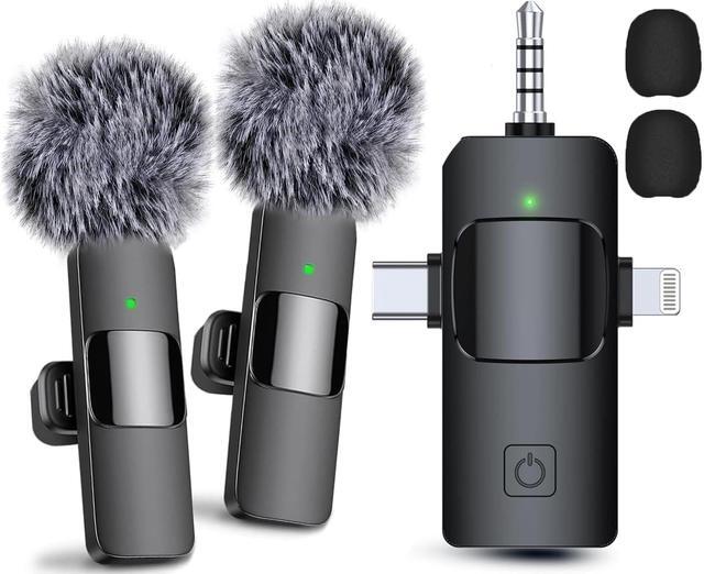 thumbnail interactive-video image 1 of 3-in-1 Wireless Lavalier Microphone - Noise Cancelling Lapel Mic For IPhone, Android, Camera Recording 1 of 10