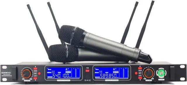 Main image of Profession Wireless Microphone System, UHF Handheld Dual Cordless Mic True Diversity Metal Microphones Set, 700ft Range, 2x100 Channels, Auto Scan, Mics for Stage/Studio/Singing/Church