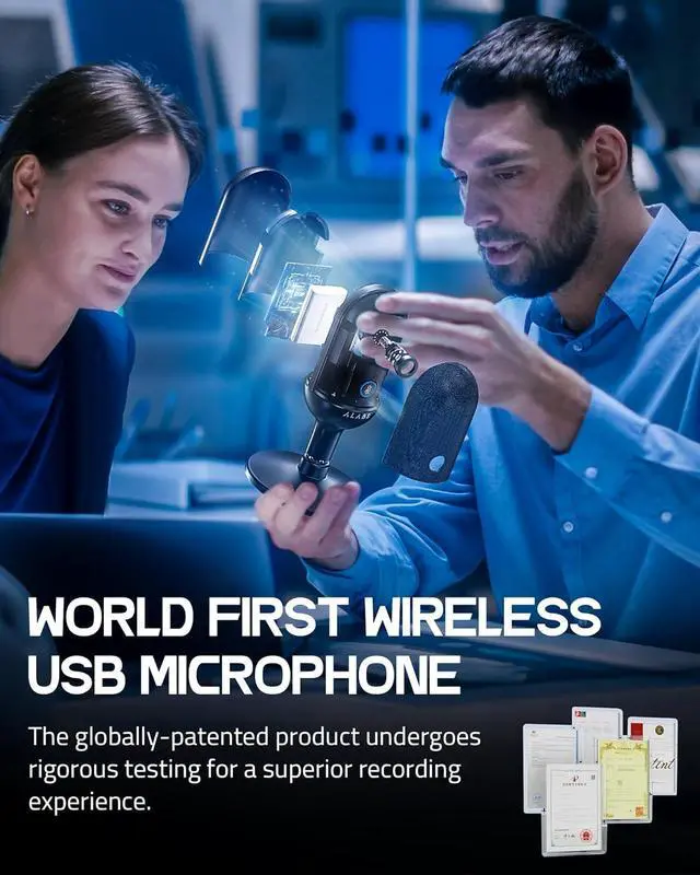 Alt view image 4 of 7 - ALABS USB Wireless Cardioid Condenser Microphone for Podcast,Gaming and Home Office,100ft Signal Transmission Distance,Streaming Mic with LED Quick Mute Indicator and Noise Cancelling for PC,Mac