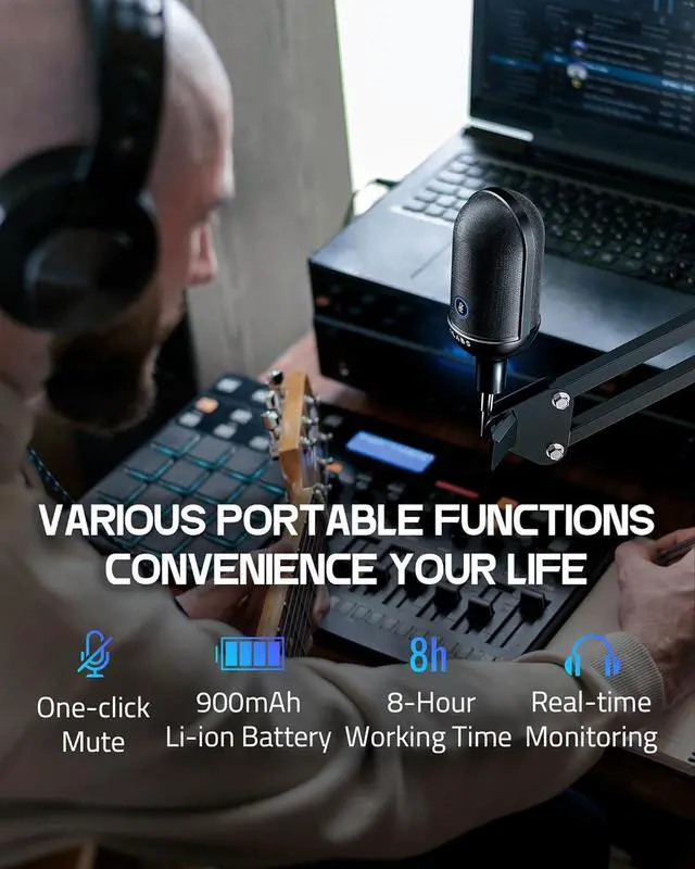 Alt view image 6 of 7 - ALABS USB Wireless Cardioid Condenser Microphone for Podcast,Gaming and Home Office,100ft Signal Transmission Distance,Streaming Mic with LED Quick Mute Indicator and Noise Cancelling for PC,Mac