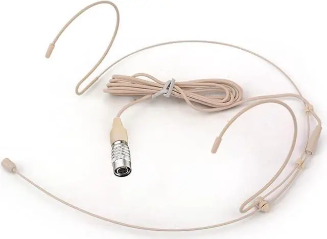 Alt view image 7 of 7 - Headset Microphone Double Over Ear Earset Over Ear Headworn Mic Compatible with Audio-Technica Wireless System Bodypack Transmitter with 1.2m Cable Windscreen Hirose 4 Pin Plug