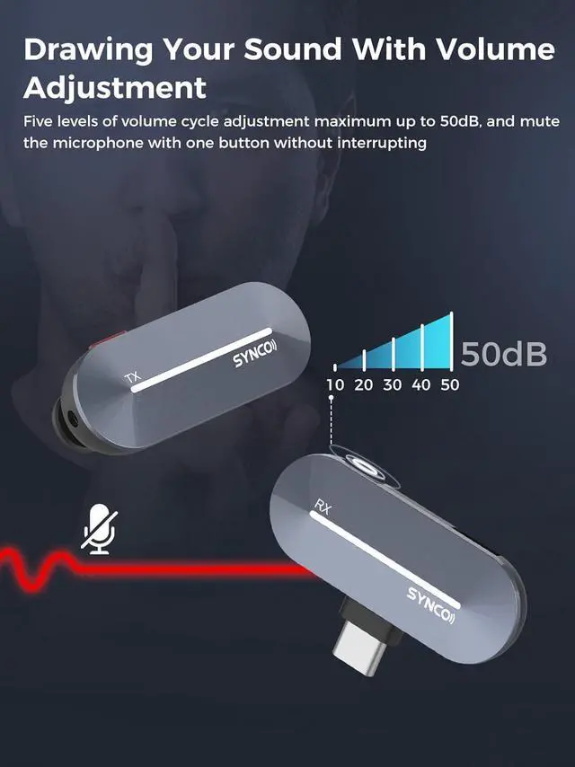Alt view image 5 of 7 - SYNCO Wireless Lavalier Microphone, P1ST 2.4GHz Lapel Mic with Charging Case for Type C USB C Smartphone YouTube TIK Tok Live Streaming Recording Podcast, Wireless-Lavalier-Microphone-Lapel