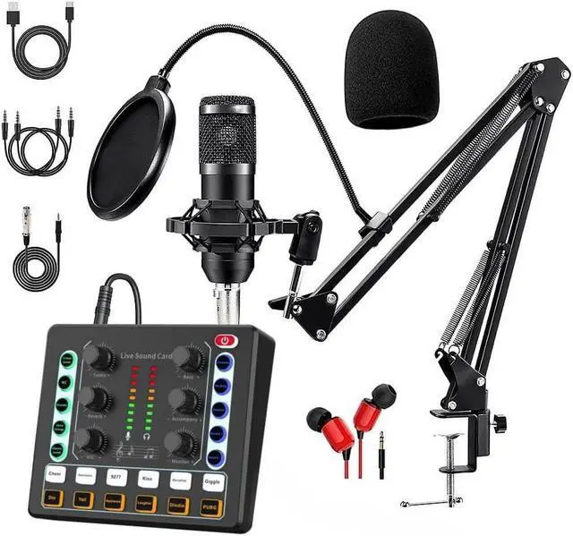Main image of Podcast Equipment Bundle, BM-800 Podcast Microphone Bundle-Voice Changer with live Sound Card-Studio Condenser Microphone for Phone, PC, DJ, Perfect for Recording, Singing, Streaming and Gaming