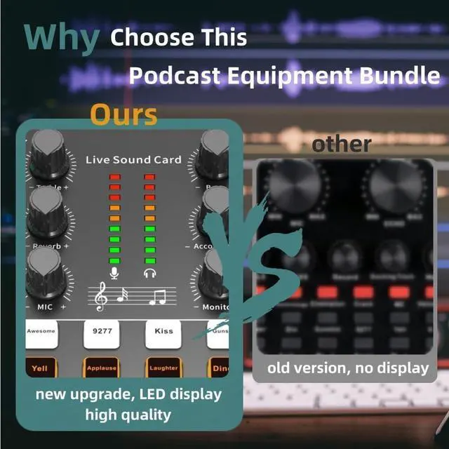 Alt view image 3 of 6 - Podcast Equipment Bundle, BM-800 Podcast Microphone Bundle-Voice Changer with live Sound Card-Studio Condenser Microphone for Phone, PC, DJ, Perfect for Recording, Singing, Streaming and Gaming