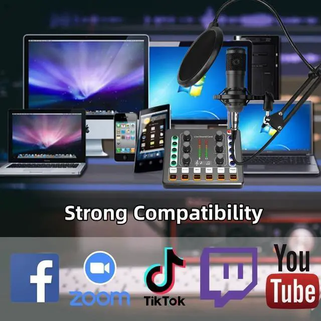 Alt view image 5 of 6 - Podcast Equipment Bundle, BM-800 Podcast Microphone Bundle-Voice Changer with live Sound Card-Studio Condenser Microphone for Phone, PC, DJ, Perfect for Recording, Singing, Streaming and Gaming