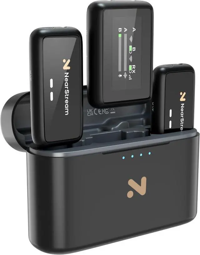 Main image of Wireless Lavalier Microphone for iPhone/Android/DSLR/Camera/PC, Wireless Lapel Microphone System with Noise Cancellation, 656ft Transmission, LCD Display, 20H Battery Life (AWM20T)