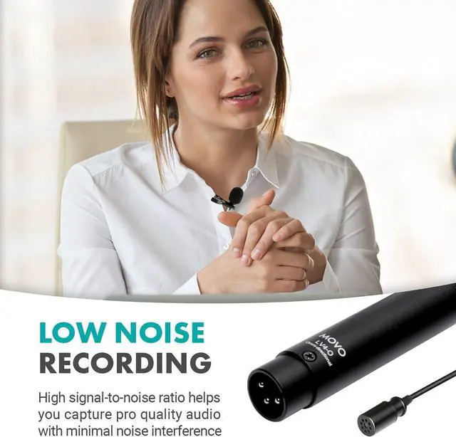 Alt view image 7 of 7 - Movo LV4-O2 XLR Phantom Power Omnidirectional Lavalier Microphone Set, with Lapel Mic Clips and Windscreens - Perfect Lapel Microphone for Video Recording, Podcast, Interview, YouTube Production