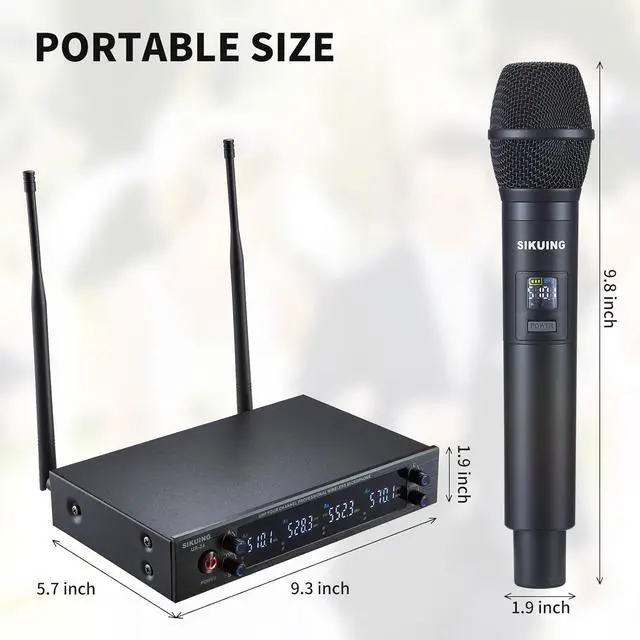 Alt view image 6 of 7 - 4 Channel UHF Wireless Microphone System with Cordless Handheld Mics, 4x50 Adjustable Frequencies, Ideal for  Meeting Church, 300ft Range (4 Handheld)