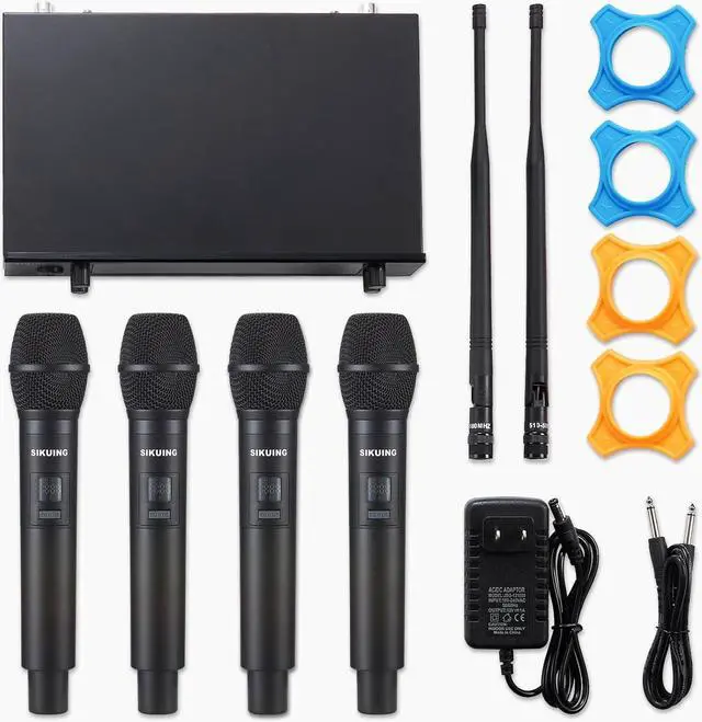 Alt view image 7 of 7 - 4 Channel UHF Wireless Microphone System with Cordless Handheld Mics, 4x50 Adjustable Frequencies, Ideal for  Meeting Church, 300ft Range (4 Handheld)