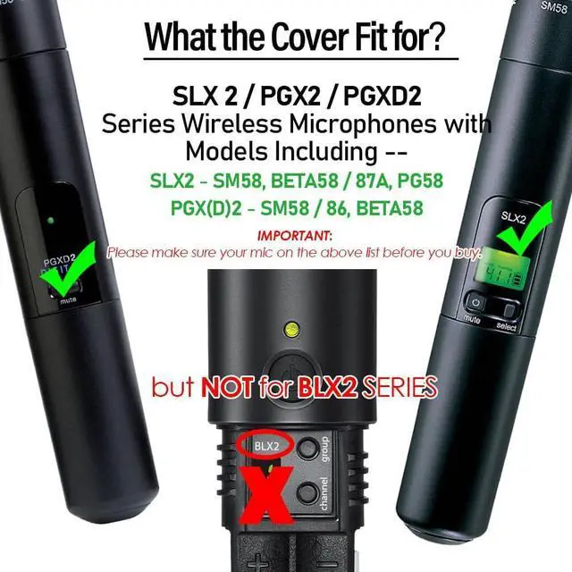 Alt view image 2 of 7 - SB58 Microphone Cover Compatible with Shure SLX2 - SM58 BETA 58 PG Wireless Mic Battery Cap Cup, Black 2 Pack