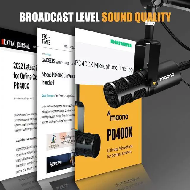 Alt view image 2 of 7 - MAONO Dynamic Microphone, USB/XLR Podcast PC Microphone with Software, EQ,Tap-to-Mute, Headphone Jack, Gain Knob & Volume Control, Studio Mic for Broadcast, Recording, Streaming & Gaming (PD400X)