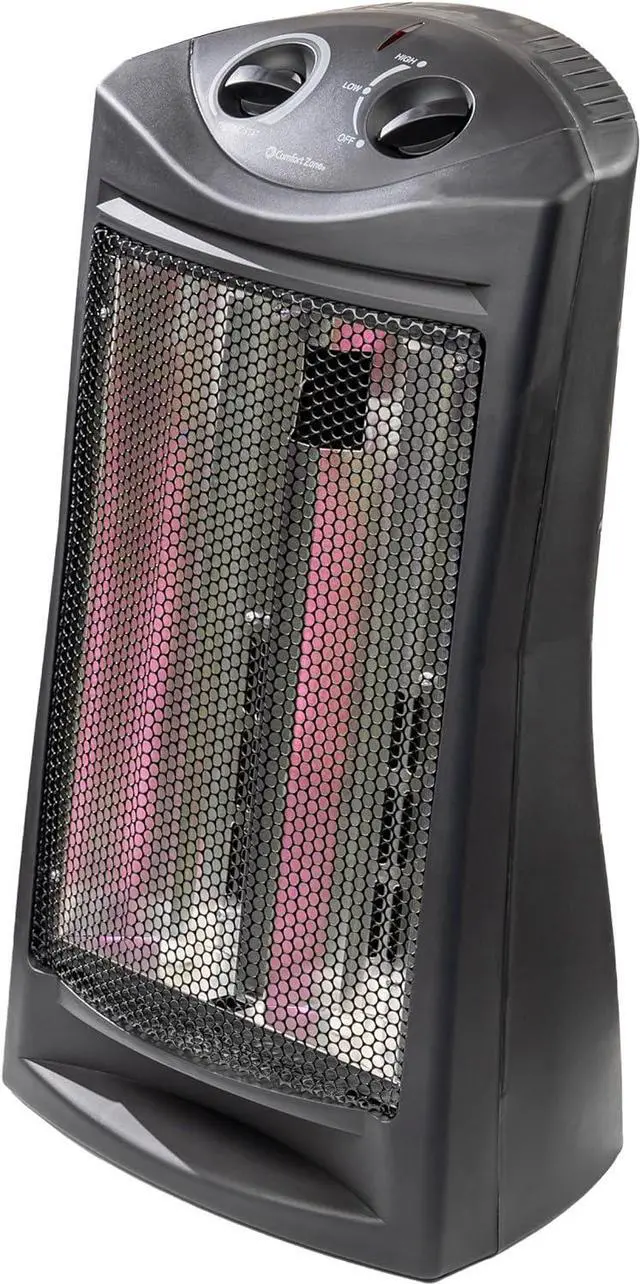Main image of Comfort Zone Indoor Tower Space Heater, Adjustable Thermostat, Radiant Heat, Electric, Infrared Quartz, 2 Heat Settings, Overheat Protection, Ideal for Home, Bedroom, & Office, 1,500W, CZQTV007BK