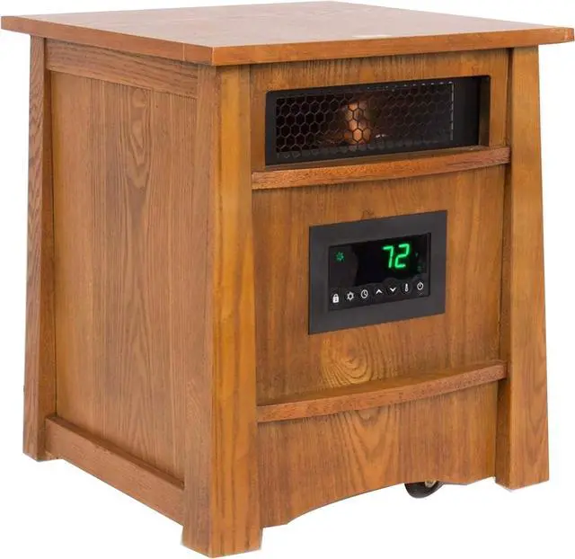 Main image of LifeSmart LifePro Ultimate 1500 Watts Electric Infrared Quartz Space Heater with Remote and 8 Heating Elements for Indoor Use, Brown Oak Wood