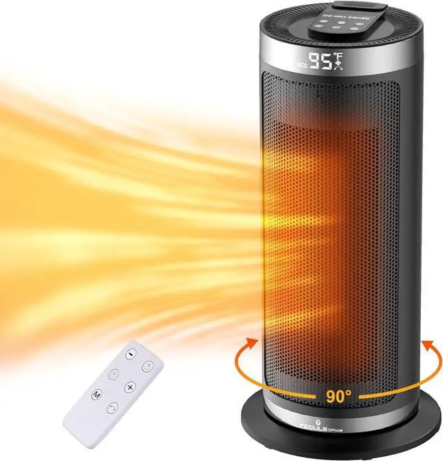 Main image of Space Heater,1500W Portable Electric Heatersfor Indoor Use with Remote&Thermostat,4 Modes,12h Timer,90°Oscillation,Digital Display, PTC Fast Heating Ceramic Heater for Bedroom Office