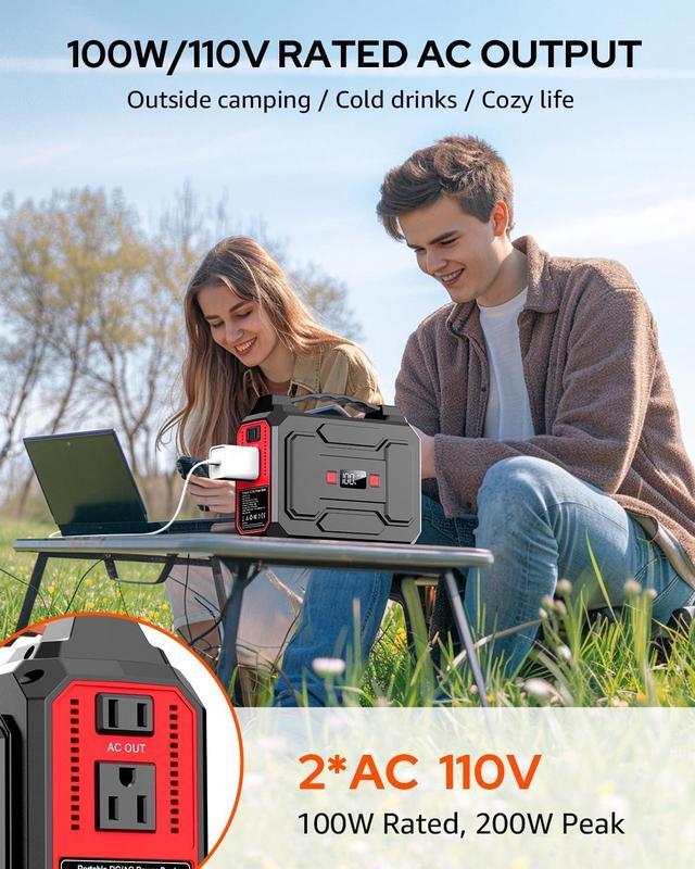 Alt view image 2 of 7 - 146Wh Portable Power Station Bank 200W Peak(100W Rated) Solar Powered Power Bank with AC Outlet 110V 39600mAh USB QC3.0 Fasting Charging LED Flashlights for Home Camping Emergency