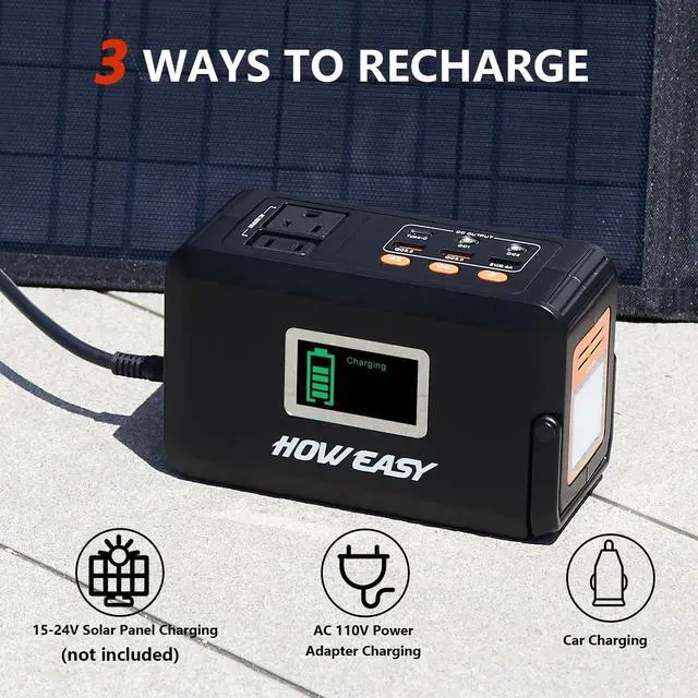 Alt view image 5 of 6 - HOWEASY 120W Portable Power Bank, 24000mAh Portable Laptop Charger Battery Backup with 2 110V AC Outlets/ 3 DC Ports/2 USB QC3.0/LED Light for CPAP Outdoor Camping Travel Home Hurricane Emergency