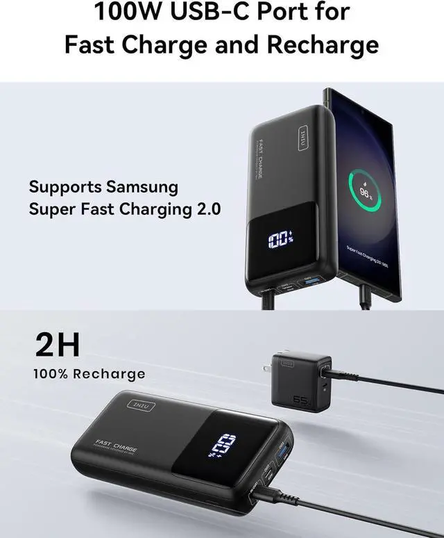 Alt view image 4 of 7 - Power Bank 25000mAh 100W USB C Laptop Portable Charger PD QC Fast Charging 3-Output External Battery Pack for Laptop MacBook  XPS iPad Tablet Steam Deck iPhone 16 15 14 Pro  S22 etc