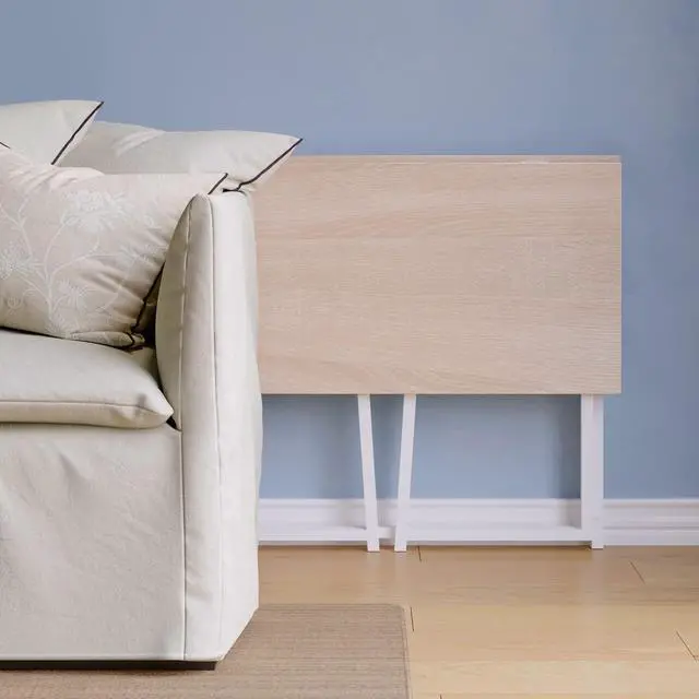 Alt view image 6 of 7 - 4NM 31.5" Small Folding Desk, Foldable Computer Home Office Desk, Study Writing Table for Small Space Saving Bedroom, Easy Assembly - Natural and White