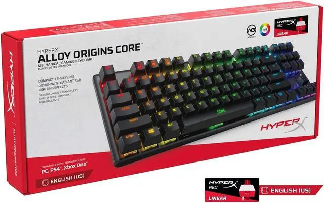 Alt view image 2 of 4 - HyperX Alloy Origins Core - Tenkeyless Mechanical Gaming Keyboard, Software Controlled Light & Macro Customization, Compact Form Factor, RGB LED Backlit, Linear HyperX Red Switch,Black