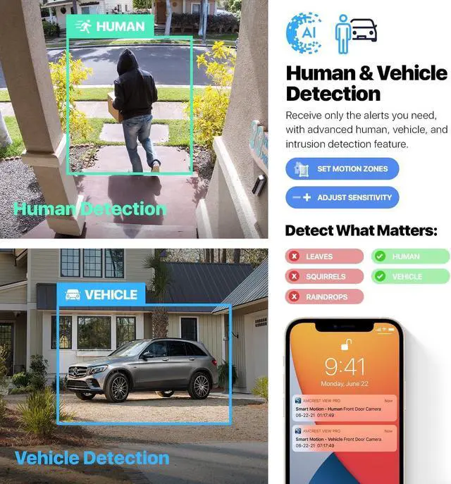 Alt view image 3 of 7 - Amcrest 5MP Outdoor POE Camera 2592 x 1944p Bullet IP Security Camera, IP67, 132° Viewing Angle, Human & Vehicle Detection, Tripwire & Intrusion, 5-Megapixel, IP5M-B1186EB-AI-V3 (Black)