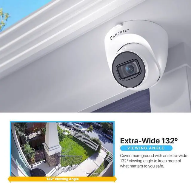 Alt view image 5 of 7 - Amcrest Pack of 2, UltraHD 4K (8MP) Outdoor Security IP Turret PoE Camera, 3840x2160, 98ft NightVision, 125° FOV, IP67, MicroSD Recording (256GB), White (2PACK-IP8M-T2599EW-AI-V3)