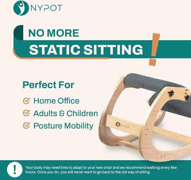 Alt view image 3 of 7 - Ergonomic Kneeling Chair - Rocking Office Chair Adjustable Stool - Knee Chair Posture Chair - Wooden Desk Chair, Ergonomic Chair for Home Office, Office Chair for Back Pain (Grey)