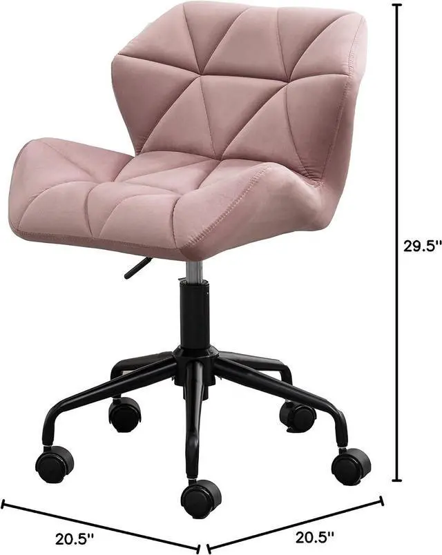 Alt view image 2 of 7 - Roundhill Furniture Eldon Diamond Tufted Adjustable Swivel Office Chair, Mauve