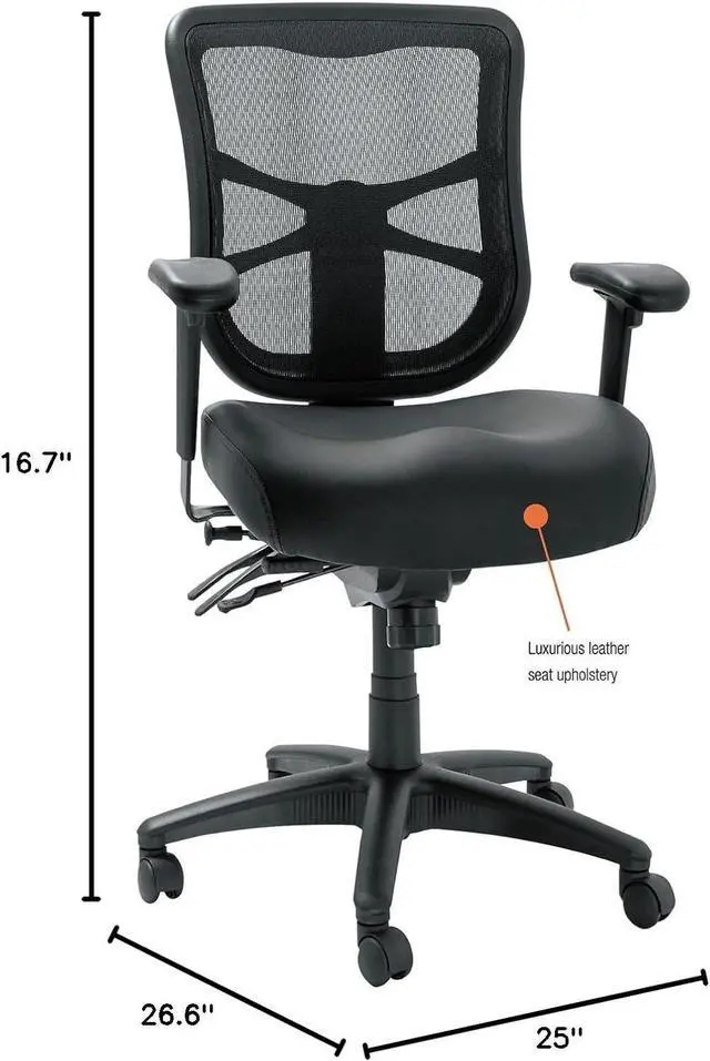 Alt view image 3 of 7 - Alera ALEEL4215 Elusion Series Supports Up to 275 lbs. 17.7 in. to 21.4 in. Seat Height Mesh Mid-Back Multifunction Chair - Black