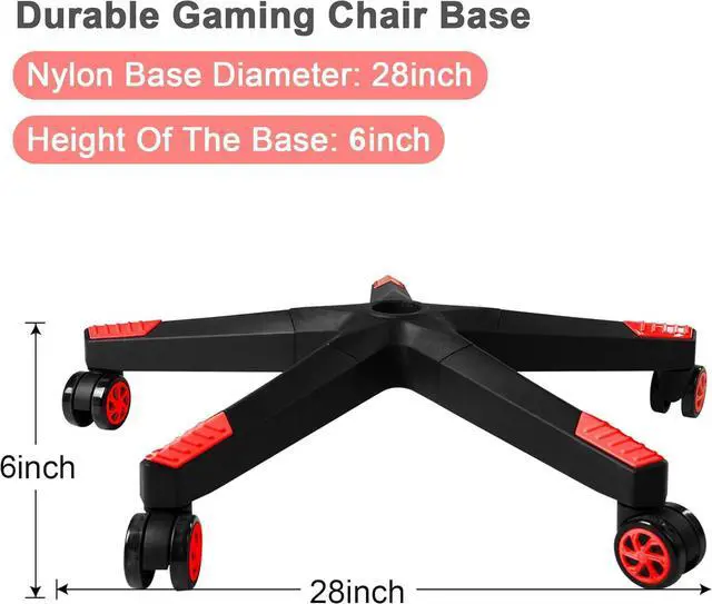 Alt view image 3 of 7 - Frassie 28 inch Nylon Gaming Chair Base Replacement with 5 Casters, Heavy Duty Office Chair Base Part