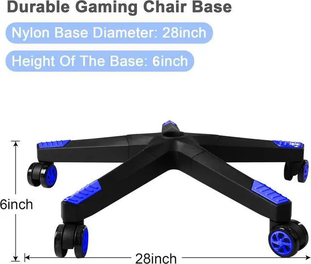 Alt view image 3 of 7 - Frassie 28 inch Nylon Gaming Chair Base Replacement with 5 Casters, Heavy Duty Office Chair Base Part