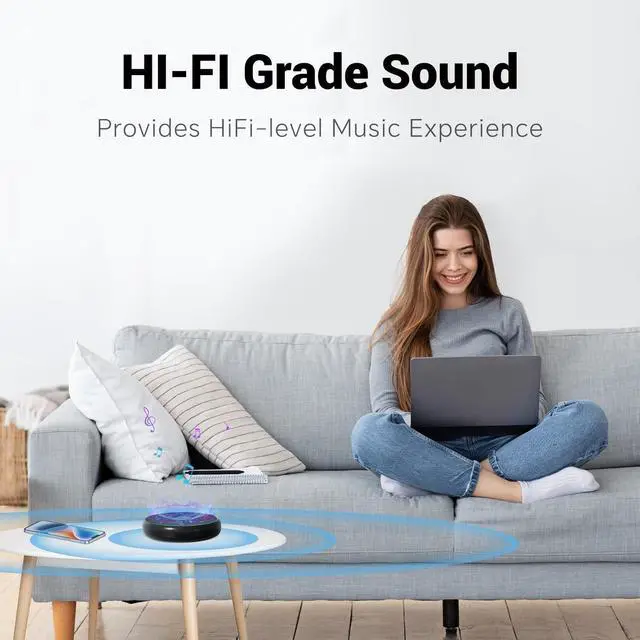 Alt view image 3 of 7 - Conference Speaker and Microphone, Bluetooth Speakerphone, Noise Reduction, 360°Voice Pickup 43H Standby time, USB C Bluetooth Microphone Compatible with Zoom, Teams, Skype, Home Office