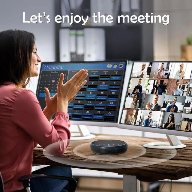 Alt view image 7 of 7 - Conference Speaker and Microphone, Bluetooth Speakerphone, Noise Reduction, 360°Voice Pickup 43H Standby time, USB C Bluetooth Microphone Compatible with Zoom, Teams, Skype, Home Office